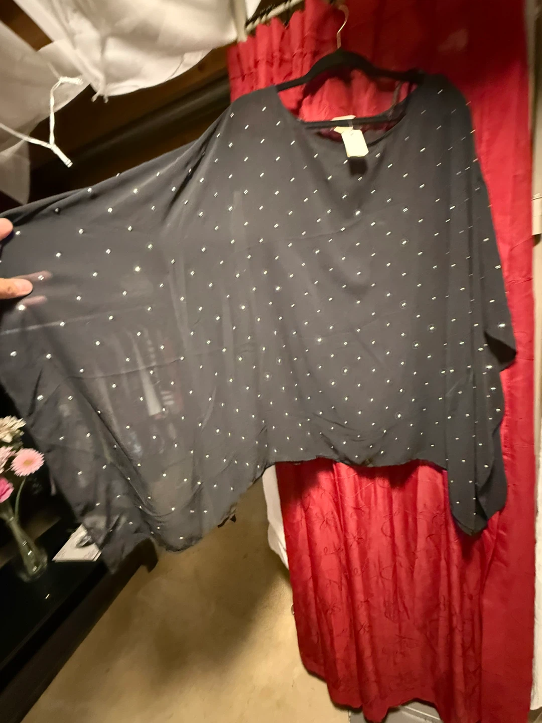 Michael Kors 3x more Black Embellished Sheer Poncho Top - photo 3