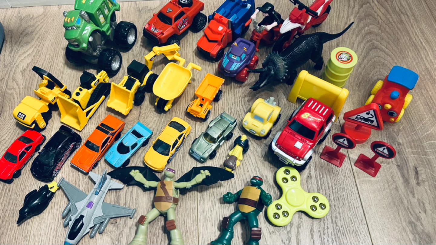 Toy Lot – Cars, Construction Vehicles, TMNT & Mixed Toys Bundle