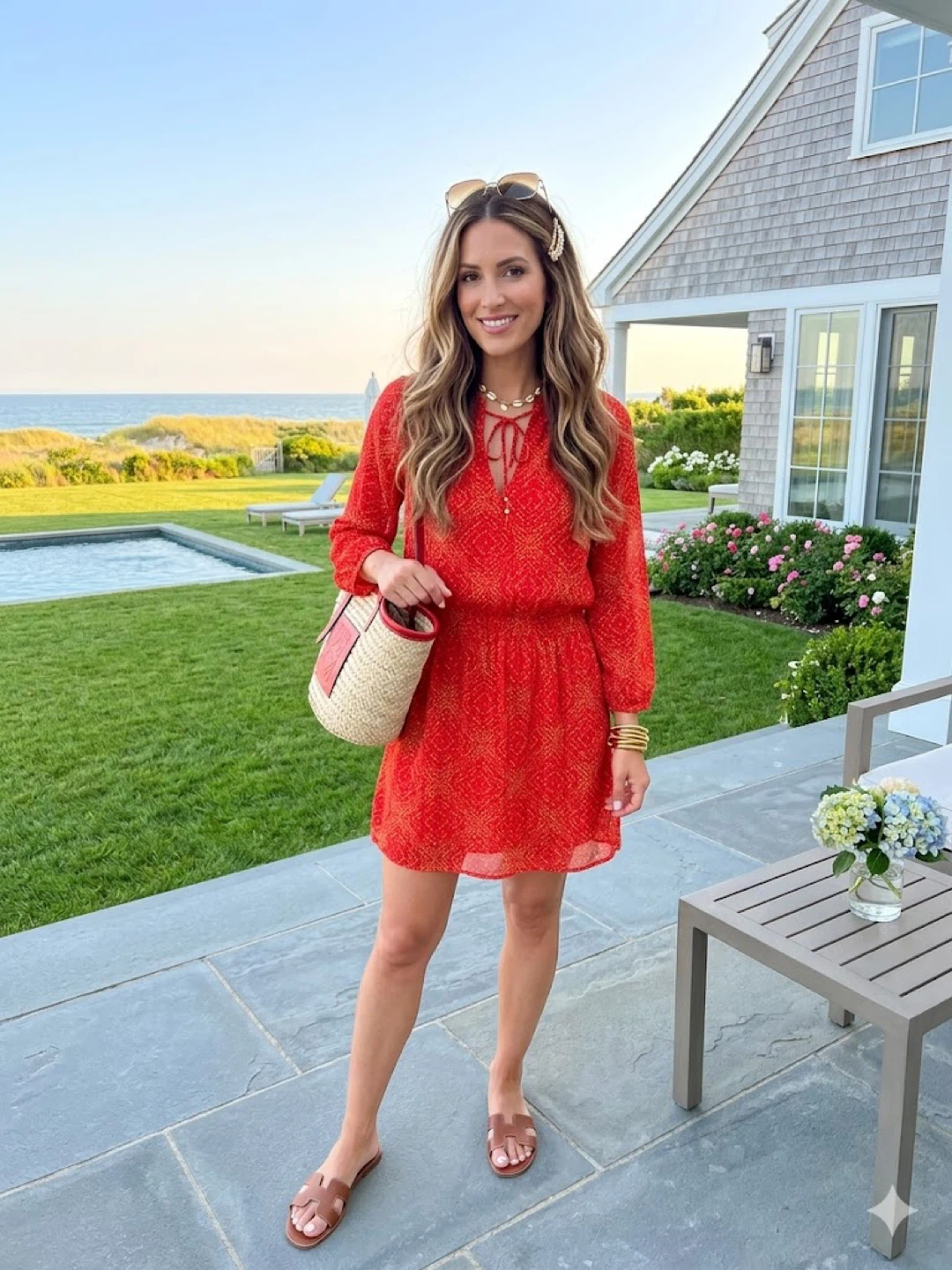 Lauren Ralph Lauren Red Printed Dress Size 6