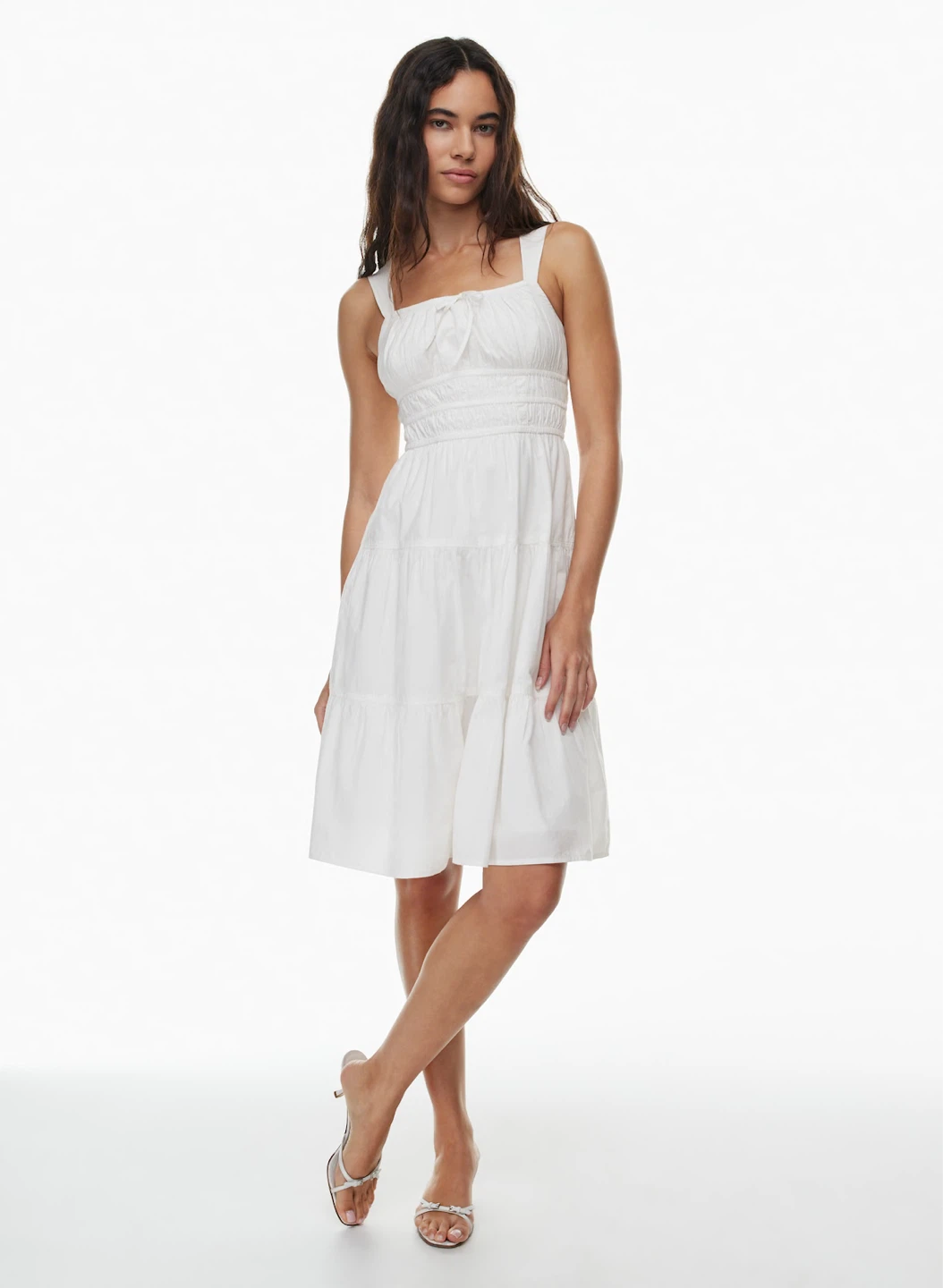 White Aritzia Martine Poplin Midi Dress