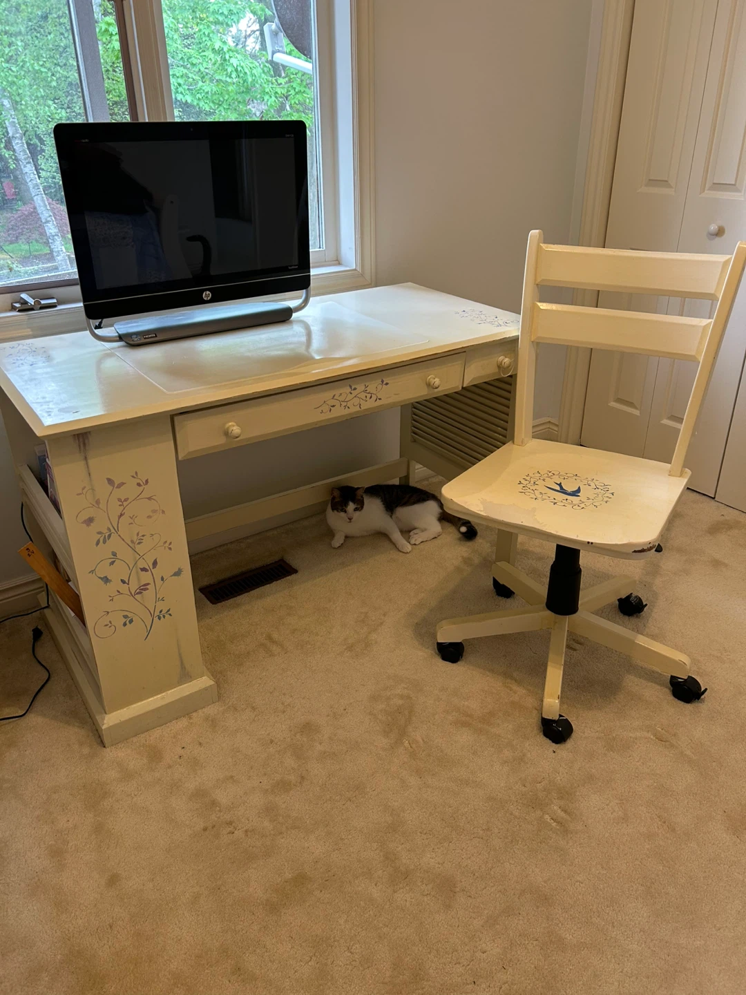 Cream Desk with Chair from Pier 1