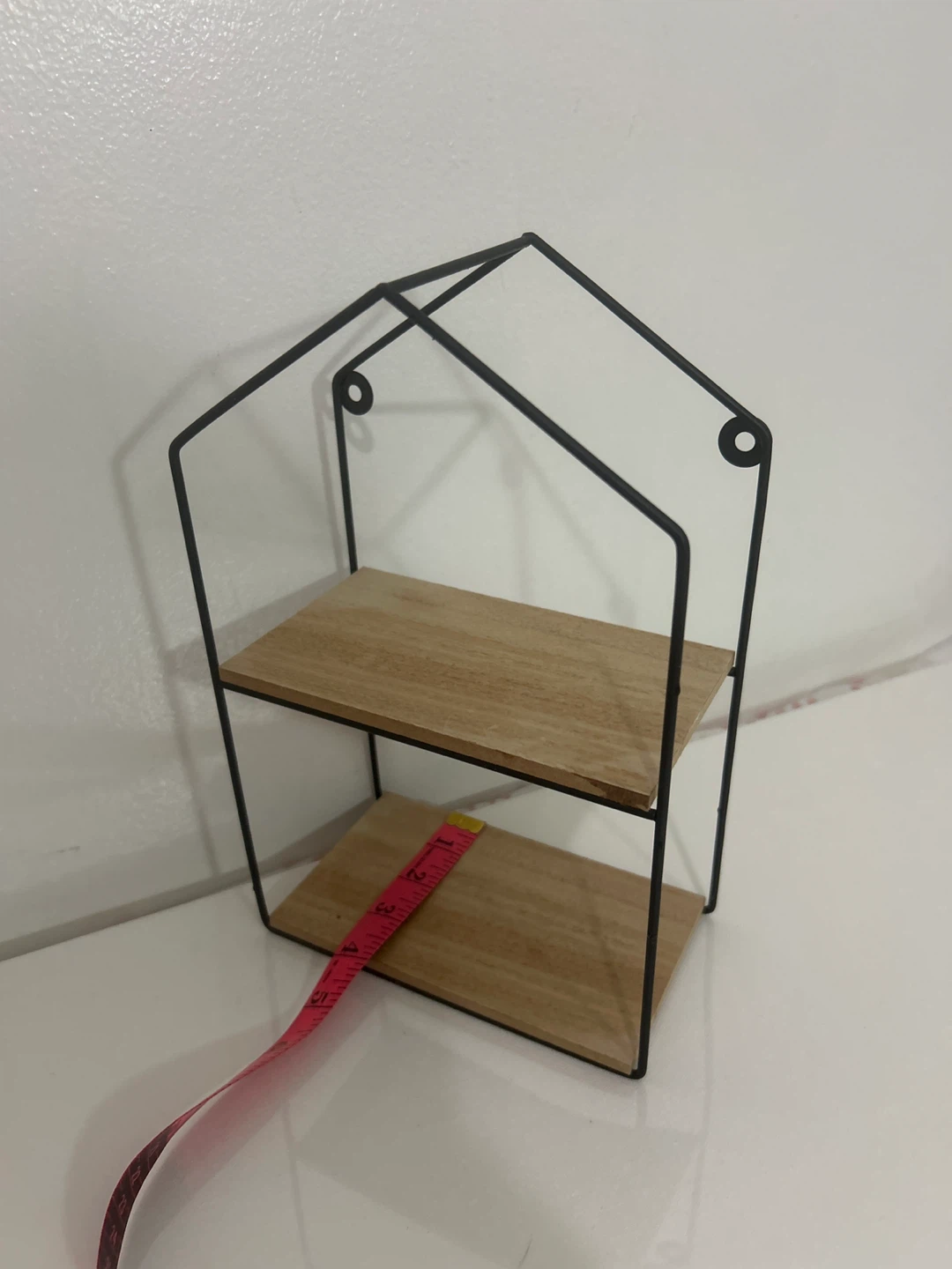 Modern Black Wire House Shelf with Wood Shelves - photo 2