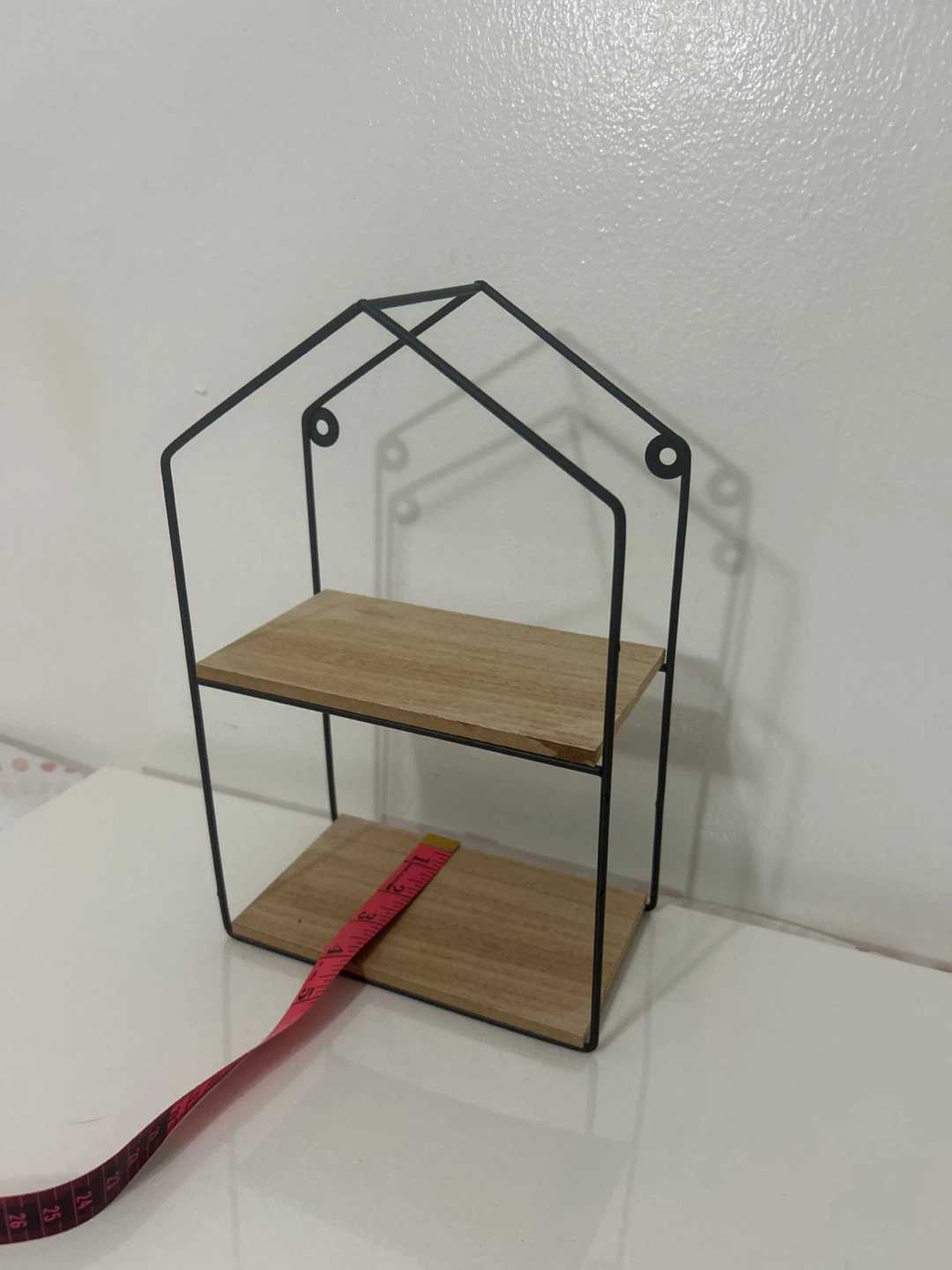 Modern Black Wire House Shelf with Wood Shelves - photo 3