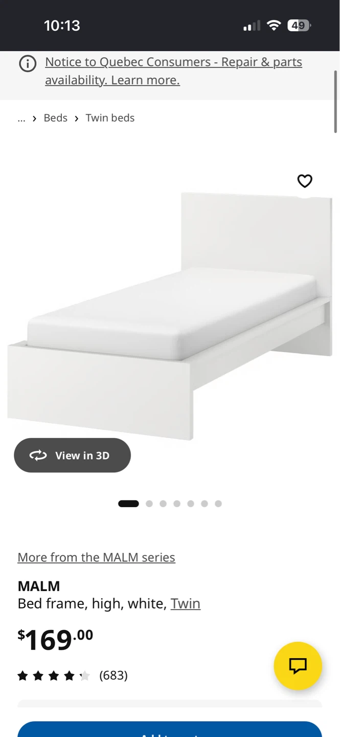 IKEA MALM Twin Bed Frame - White & mattress - photo 2