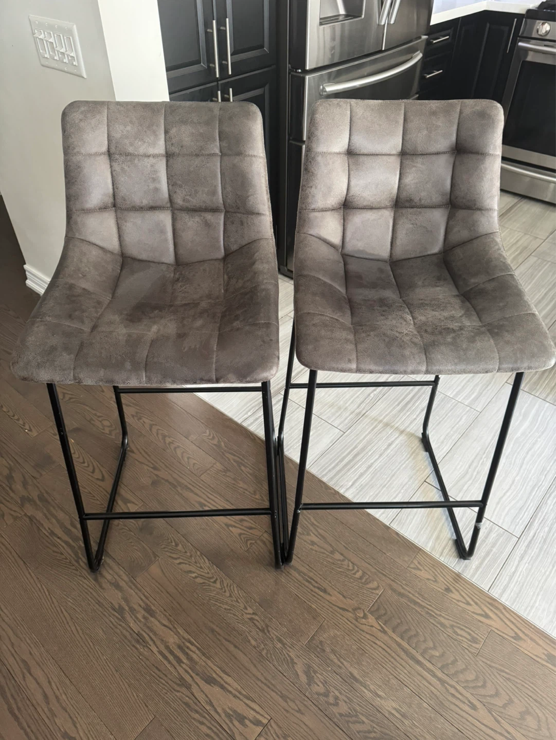 Set of 2 Grey Bar Stools