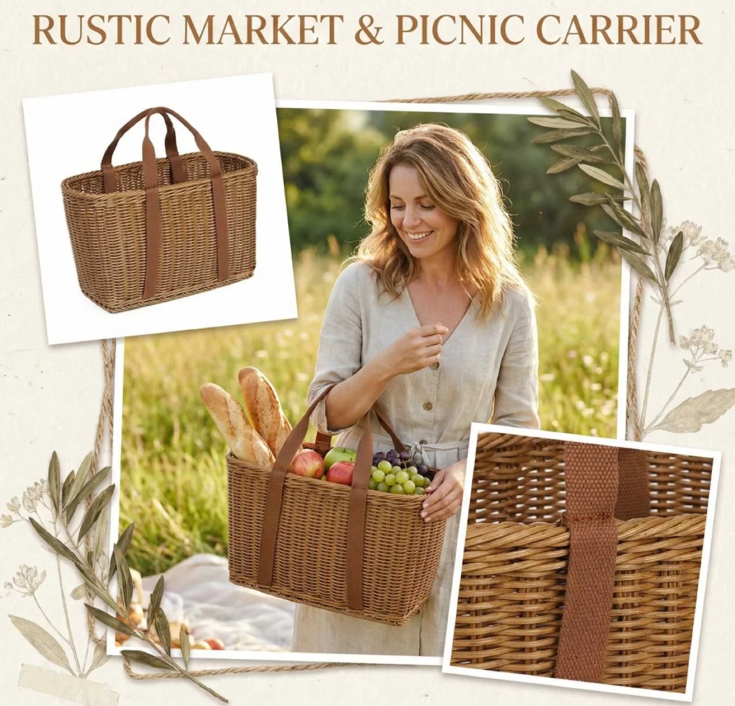 Wicker Picnic Carrier Basket