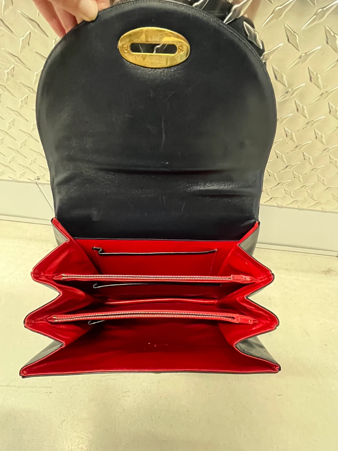 Navy Blue Leather Top-Handle for Handbag - photo 4