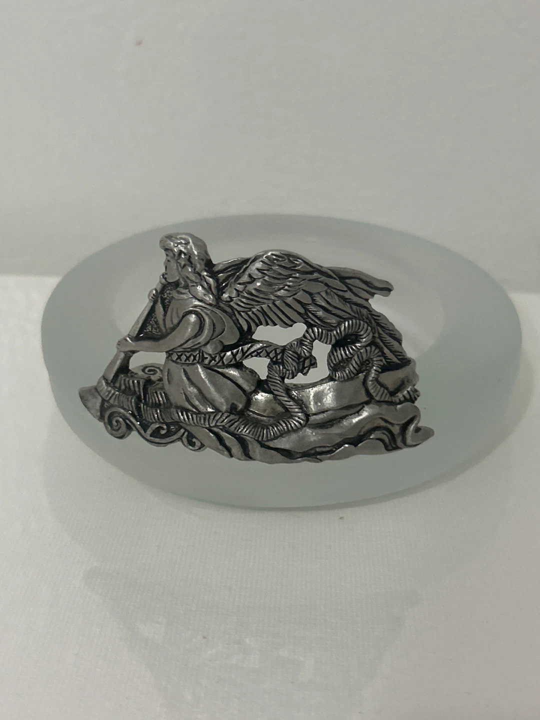 Seagull Pewter Frosted Glass Candle Holder - photo 5