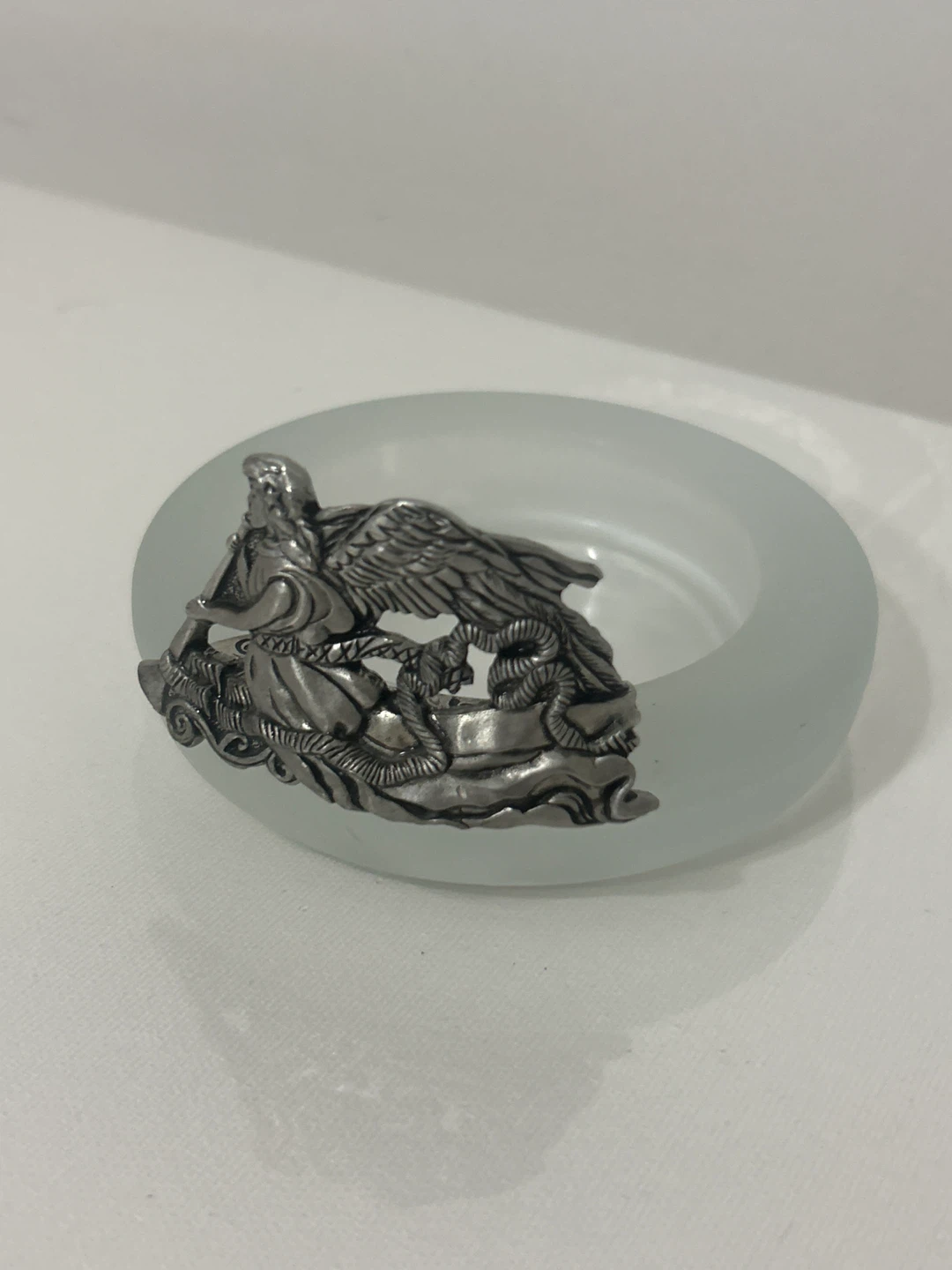 Seagull Pewter Frosted Glass Candle Holder