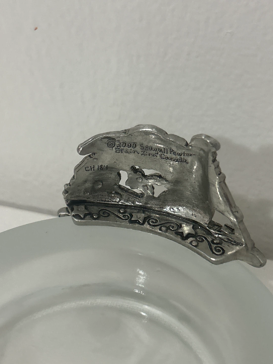 Seagull Pewter Frosted Glass Candle Holder - photo 3