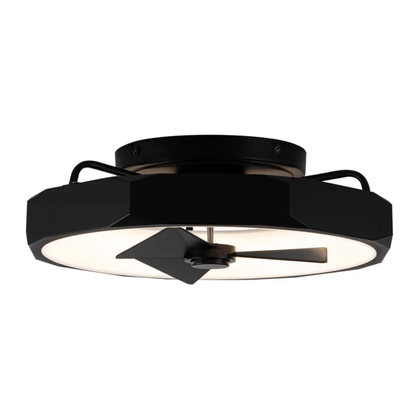 Black Modern Flush Mount Ceiling Fan with Light - photo 4