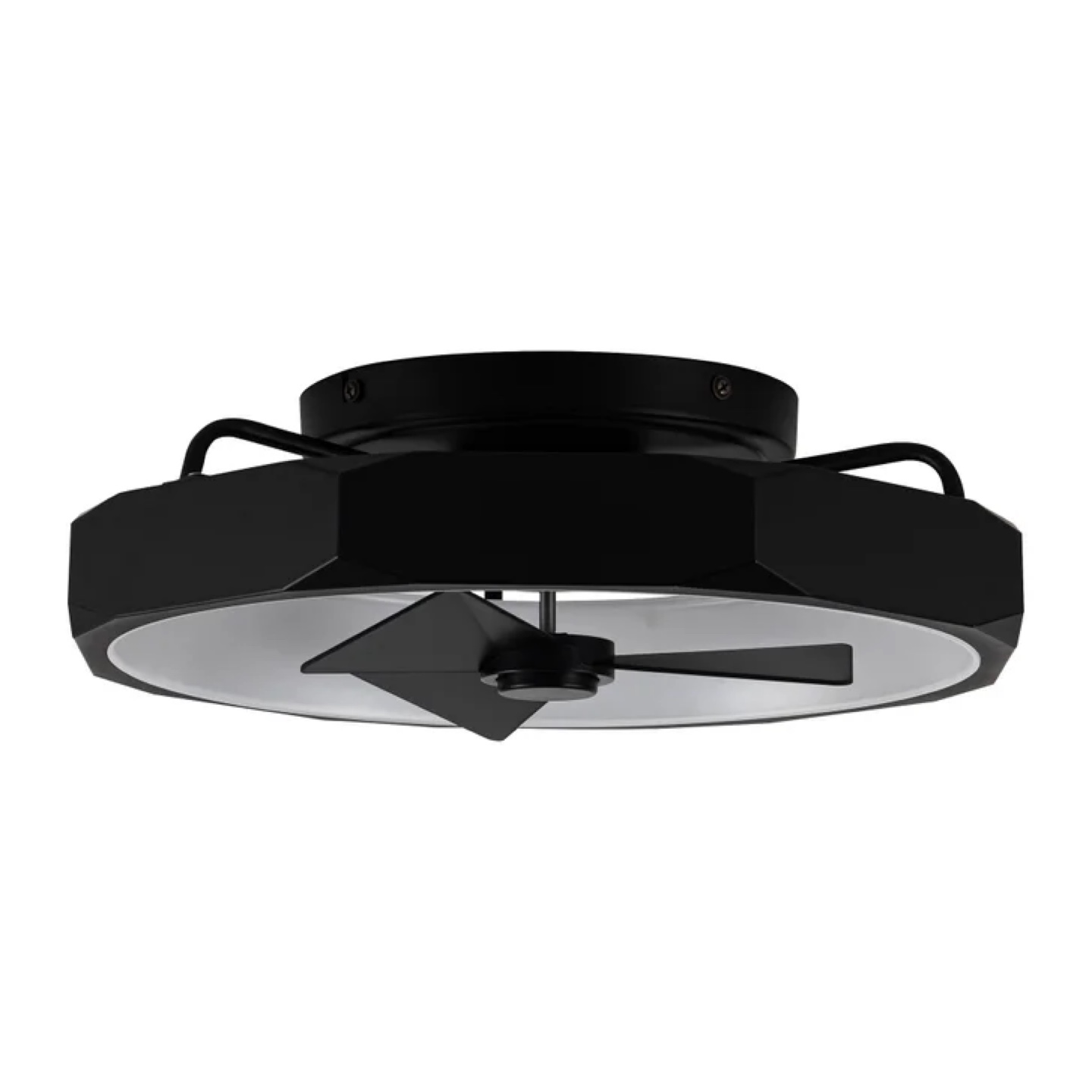 Black Modern Flush Mount Ceiling Fan with Light - photo 5