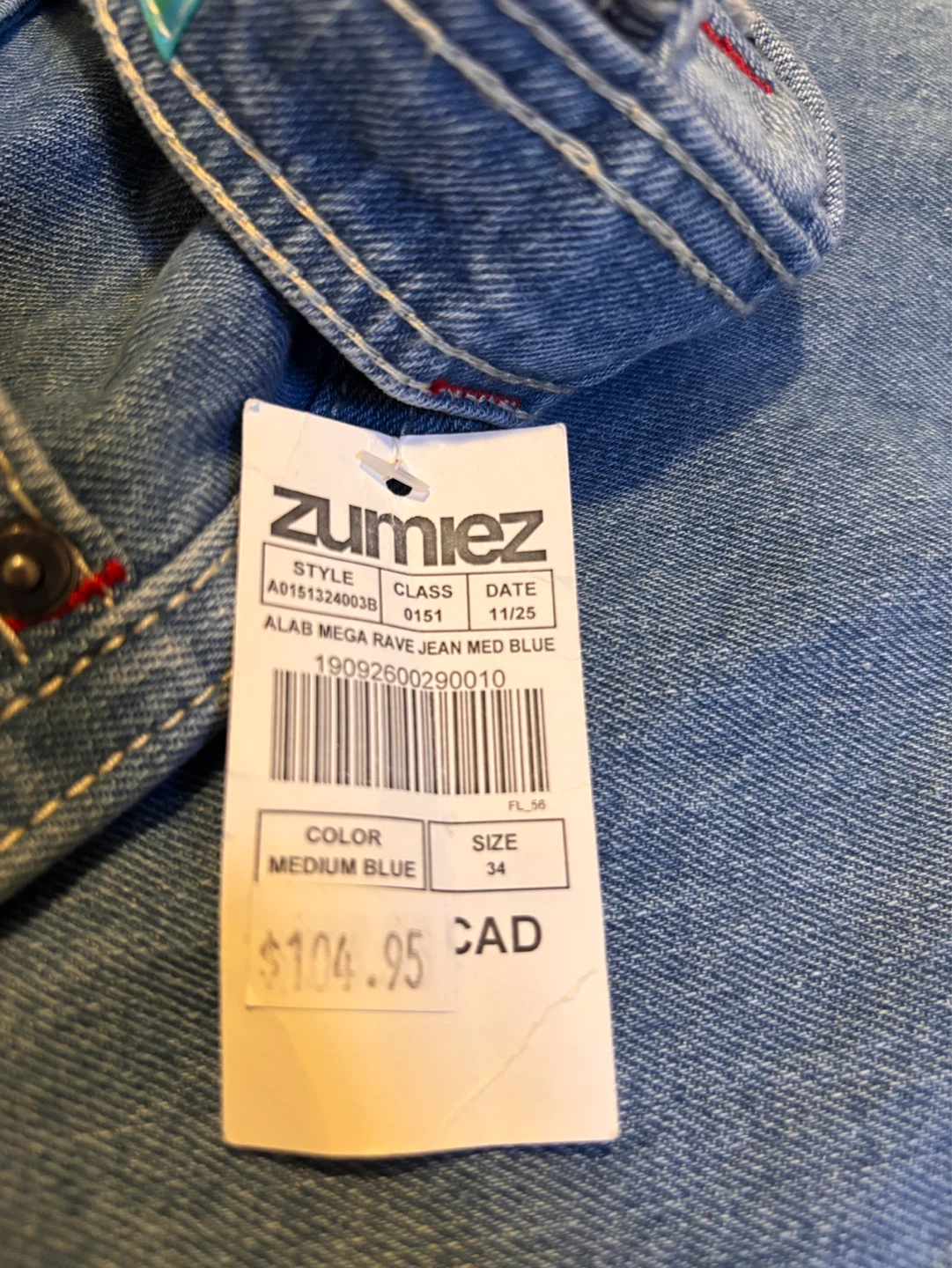 Zumiez ALAB Mega Rave Jean - Med Blue - Size 34 - photo 4