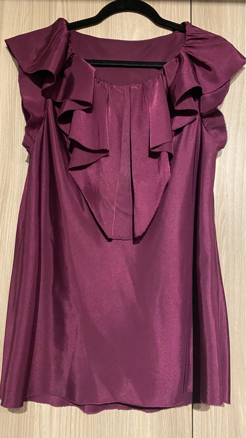 Women's Ruffled Purple Blouse - Size Medium