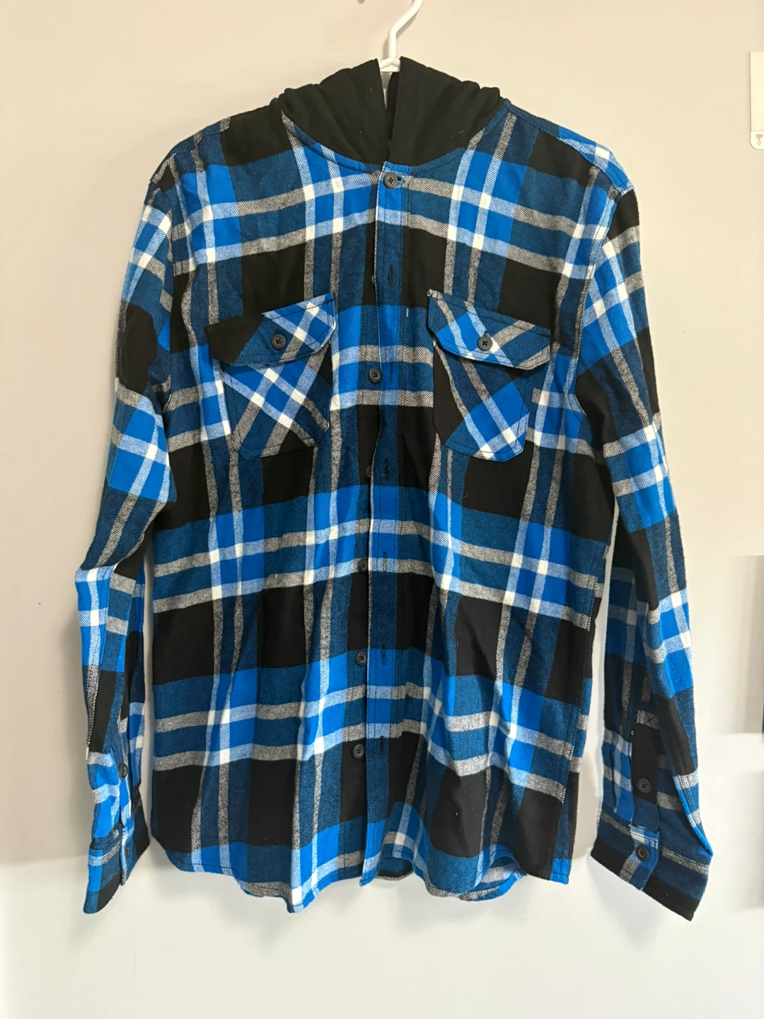 North Western MfG Co. Plaid Flannel Hooded Shirt - Large