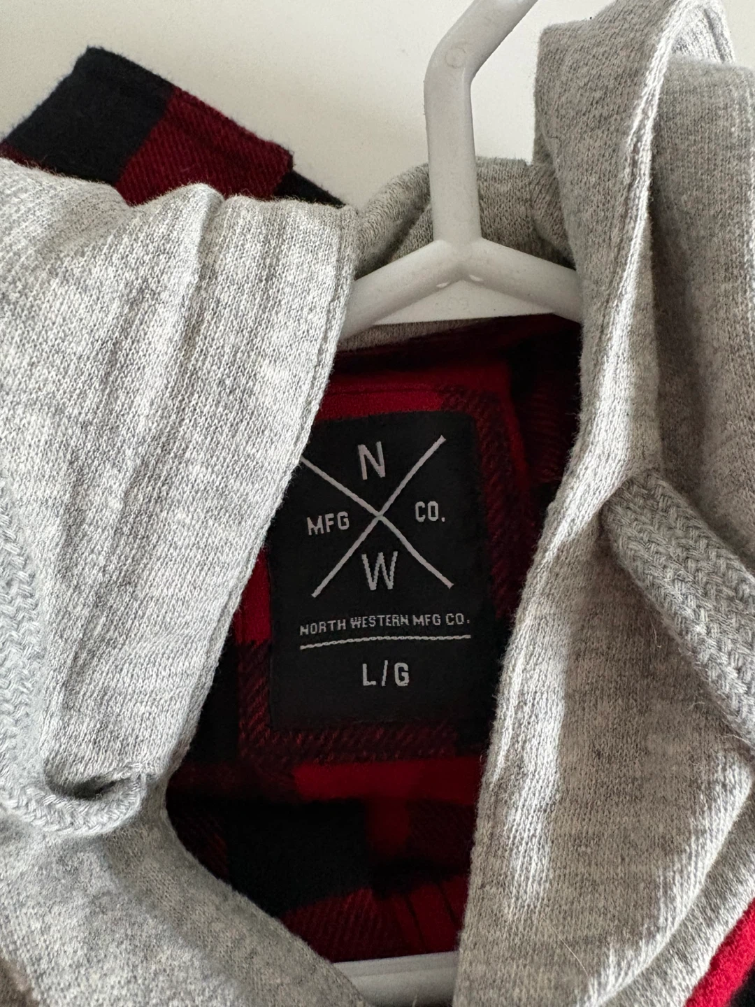 North Western Mfg Co. Red Plaid Hooded Flannel Shirt L/G - photo 3