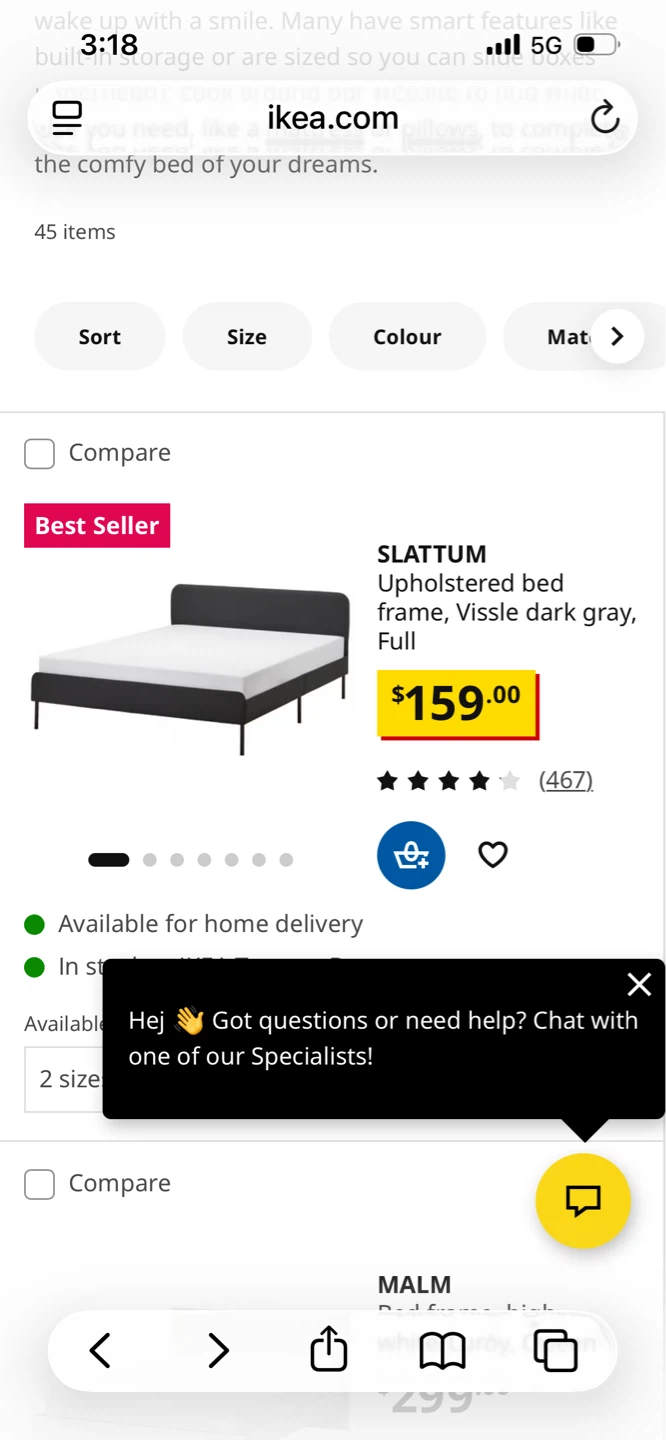IKEA SLATTUM Upholstered Bed Frame