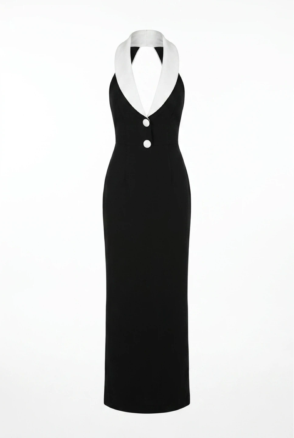 Black Maxi Dress with White Collar and Black Cor - photo 2