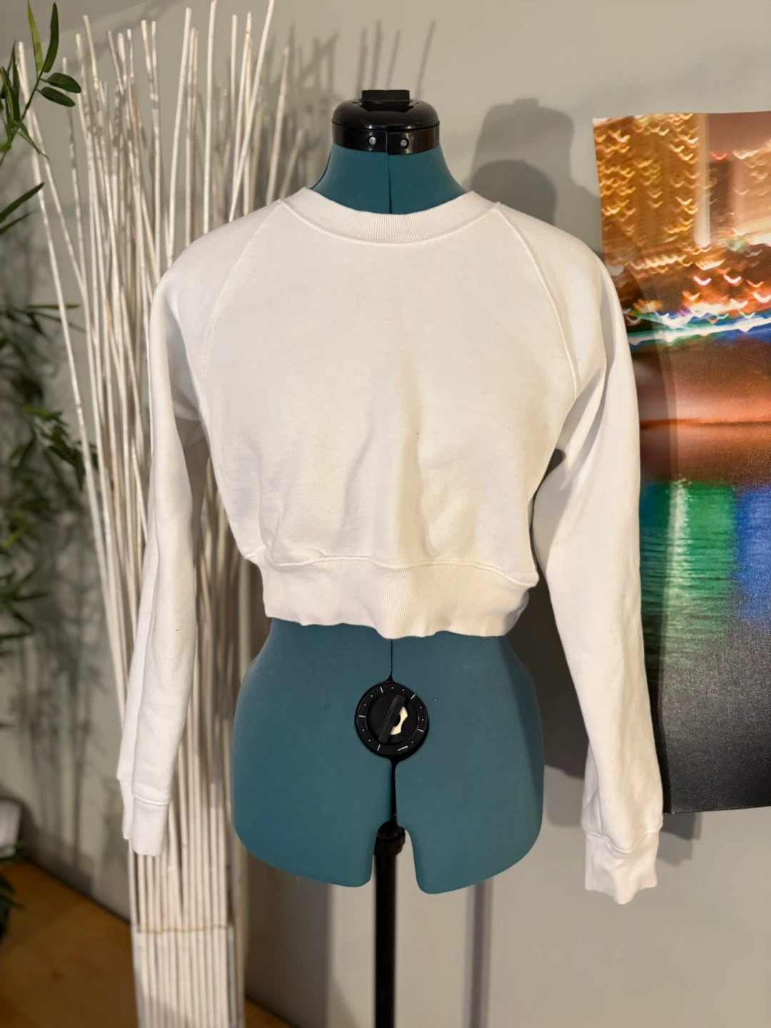 TNA Cozy Fleece Cropped Sweatshirt - White