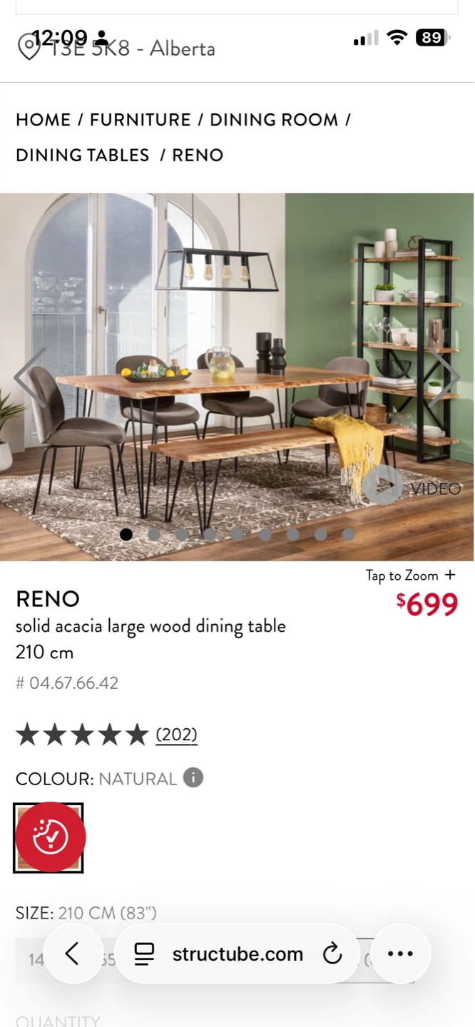 $600 - Solid Acacia Large Wood Dining Table