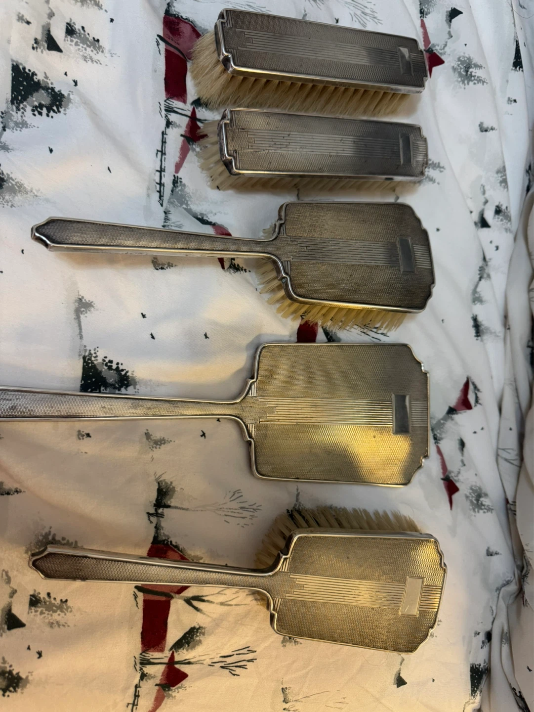 Sterling Silver Brush Set with Mirror - Made in England