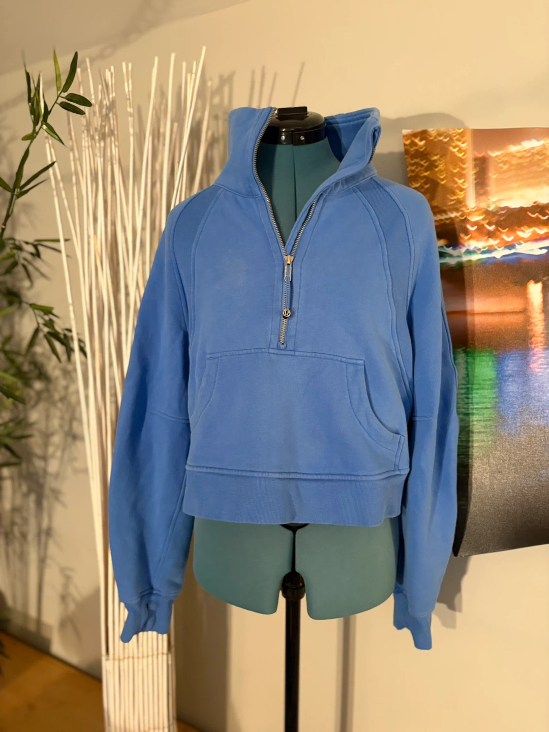 Lululemon Blue Quarter Zip Cropped Sweatshirt