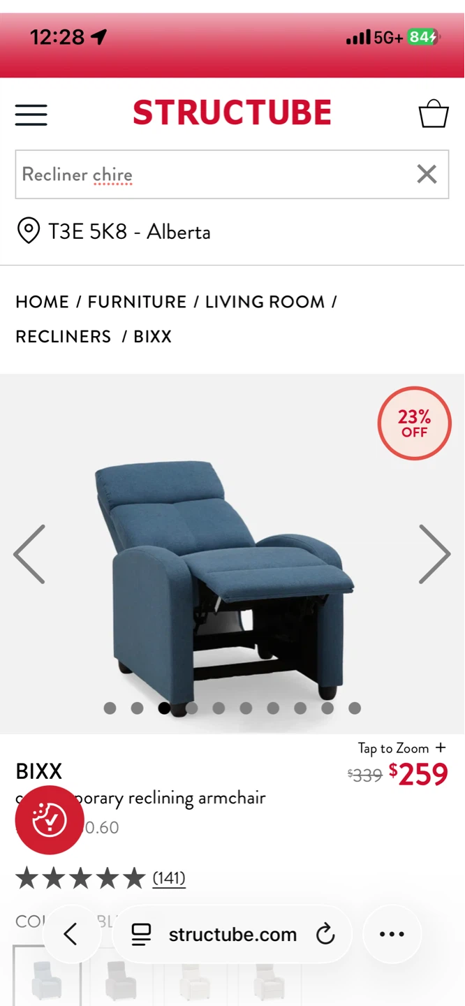 $180 - Reclining Armchair - Blue - photo 3