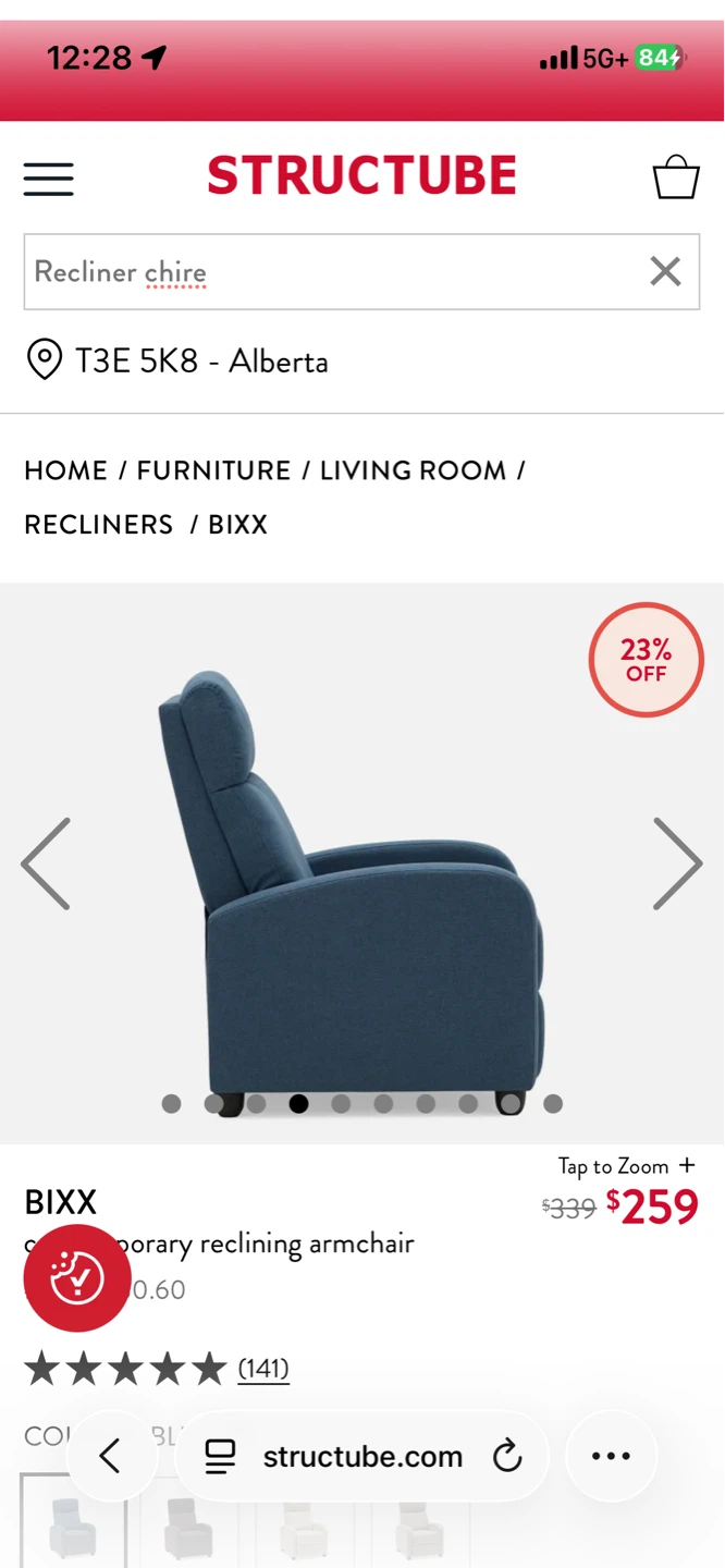 $180 - Reclining Armchair - Blue - photo 4