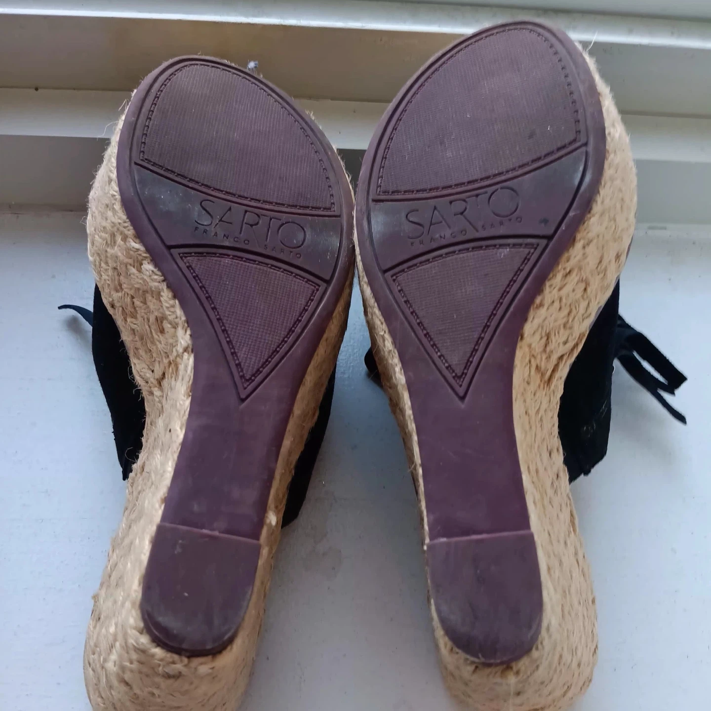 Sarto Franco Sarto Black Suede Wedge Mules with Fringe - photo 4