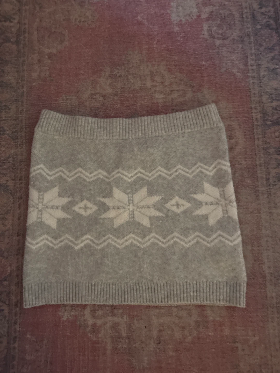 Grey Fair Isle Knit Skirt