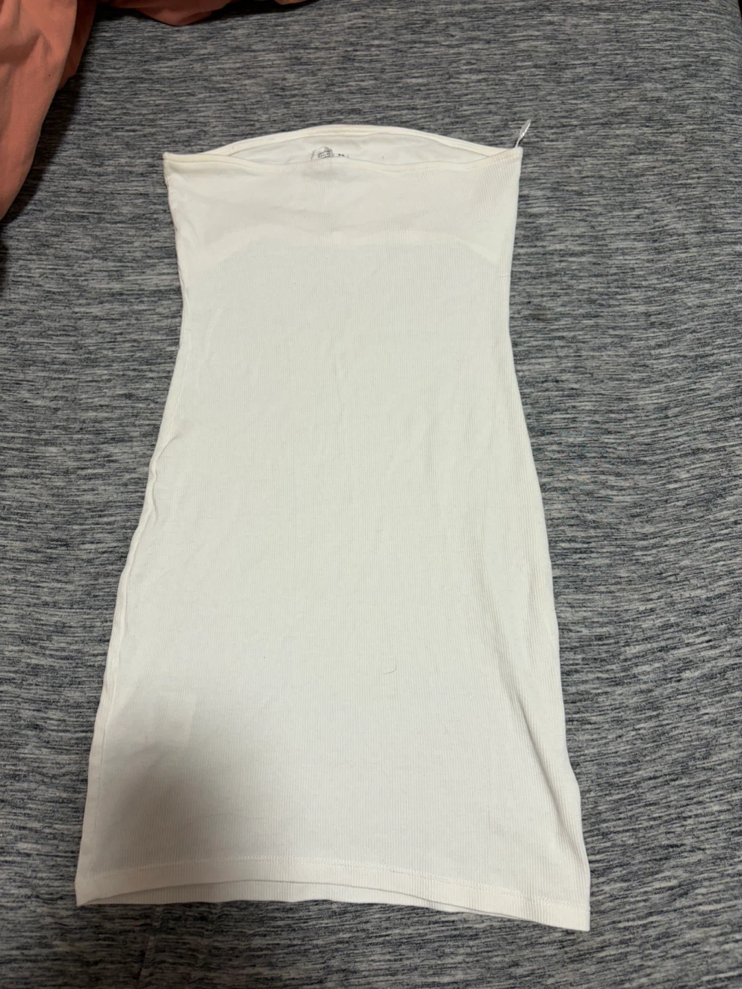 H&M Divided White Ribbed Strapless Mini Dress XS - photo 2