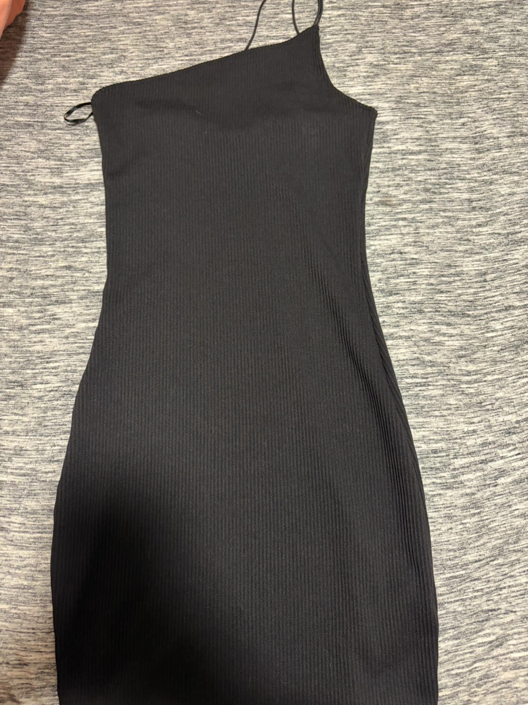 H&M Divided Black One-Shoulder Ribbed Dress XS