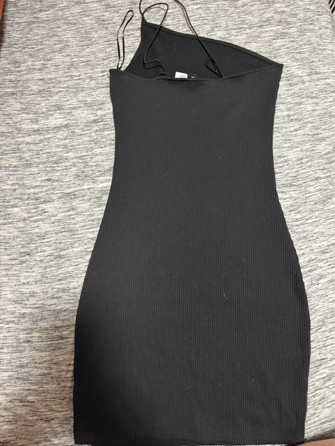 H&M Divided Black One-Shoulder Ribbed Dress XS - photo 2