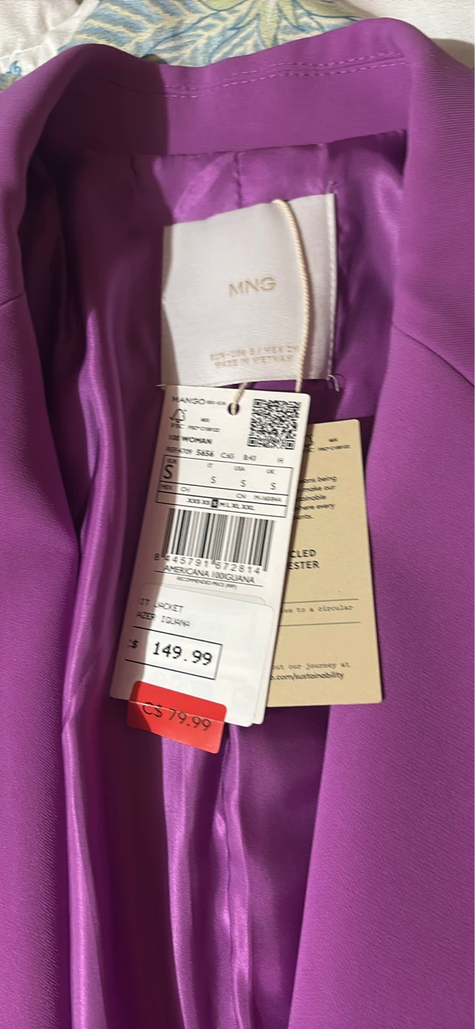 Mango Women's Purple Blazer - Size S - photo 2