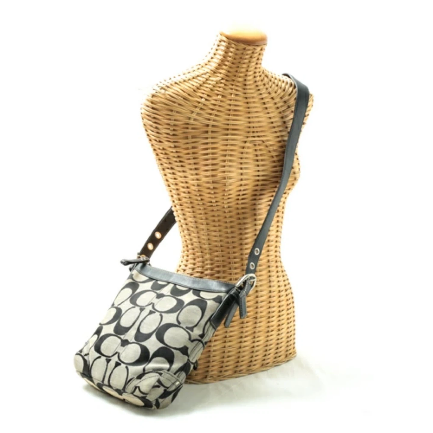 COACH F13079 Y2K Signature Monogram Black Jacquard Crossbody Bag - photo 2