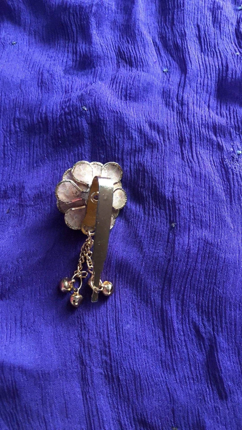 Gold Tone Floral Hair Clip with Dangling Bells - photo 2