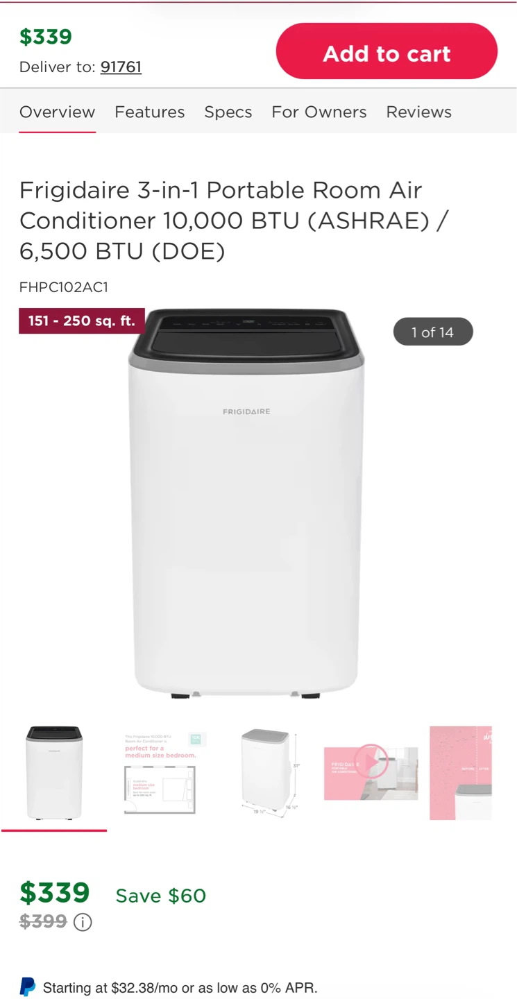 Frigidaire 3-in-1 Portable Air Conditioner - photo 2