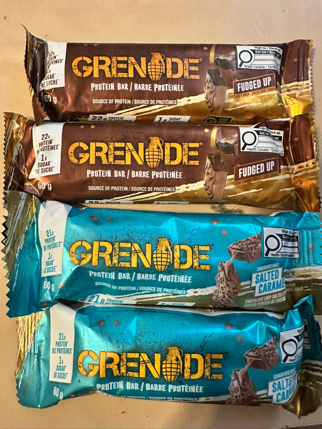 Grenade Protein Bars - 4 Pack (Fudged Up & Salted Caramel)