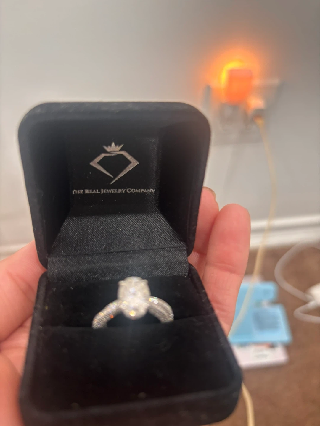 Oval Diamond Engagement Ring with Pave Band - photo 2