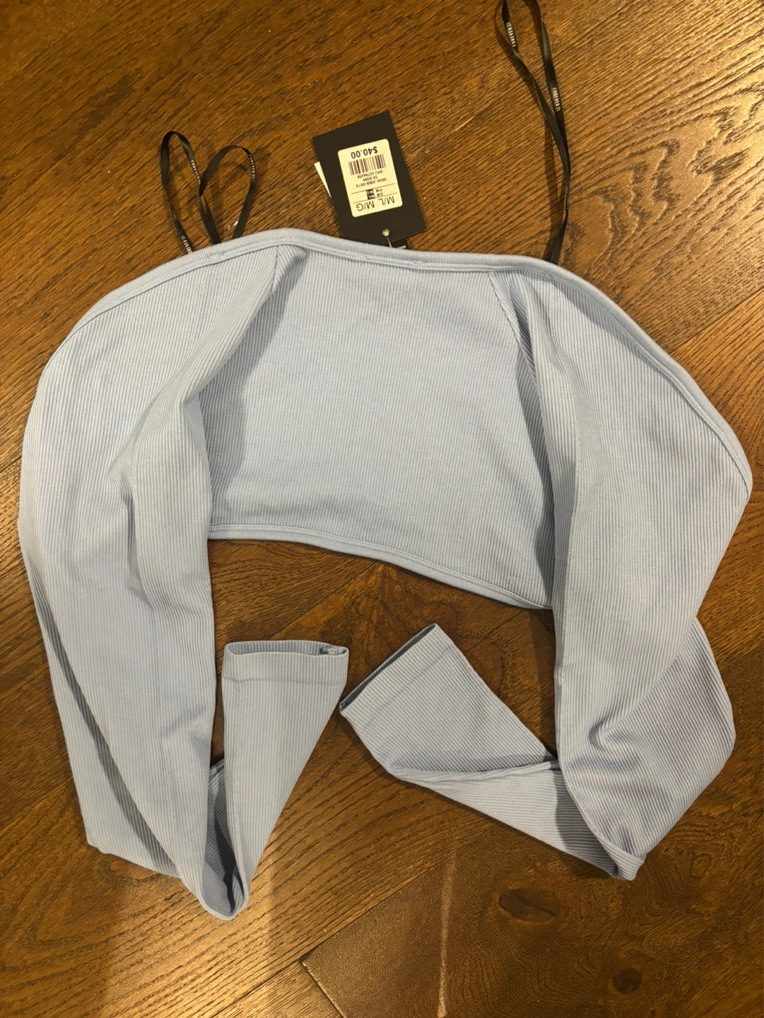 Forever 21 Blue Ribbed Cropped Long Sleeve Top M/L - photo 2