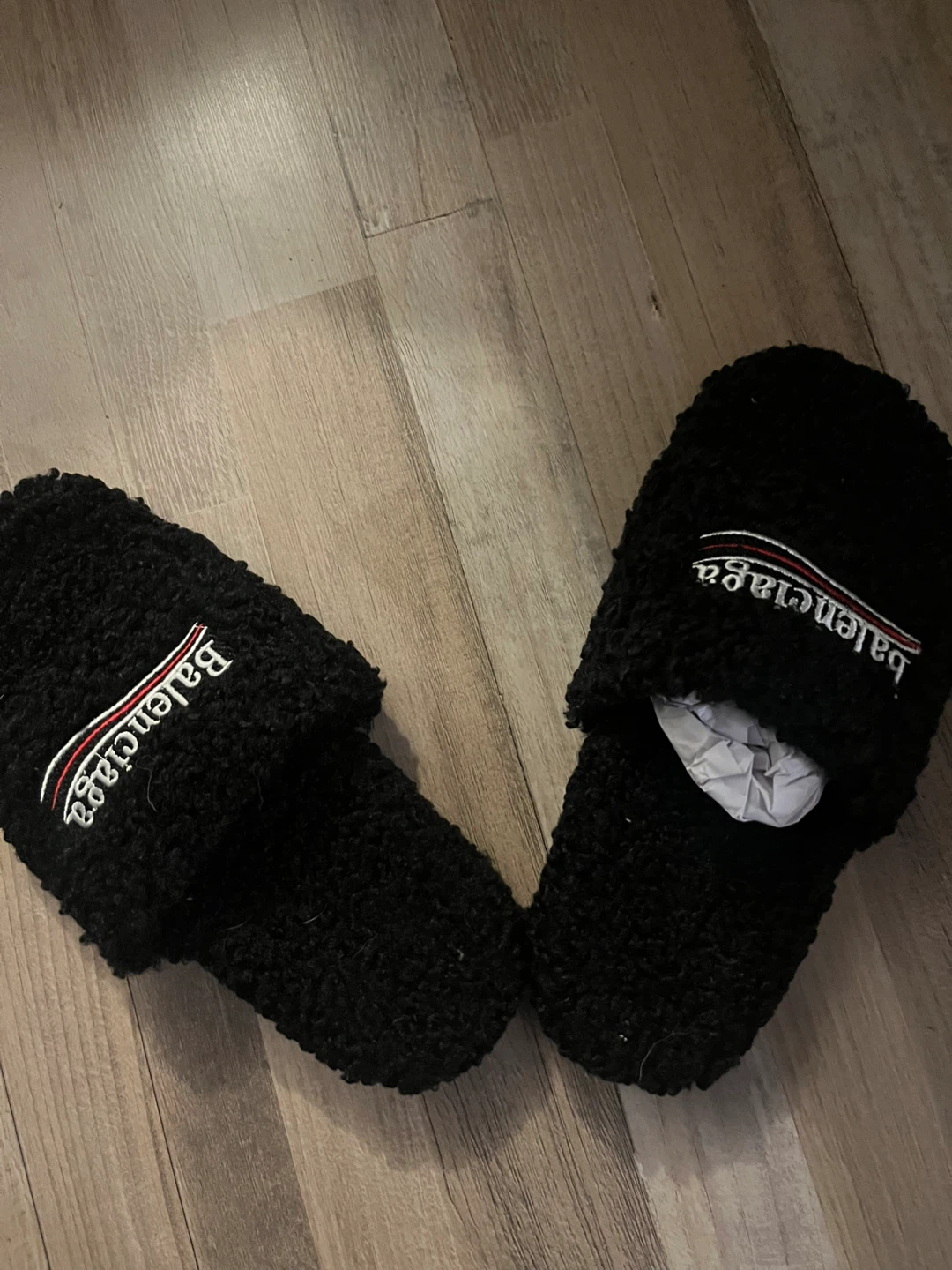 Balenciaga Black Fuzzy Slippers