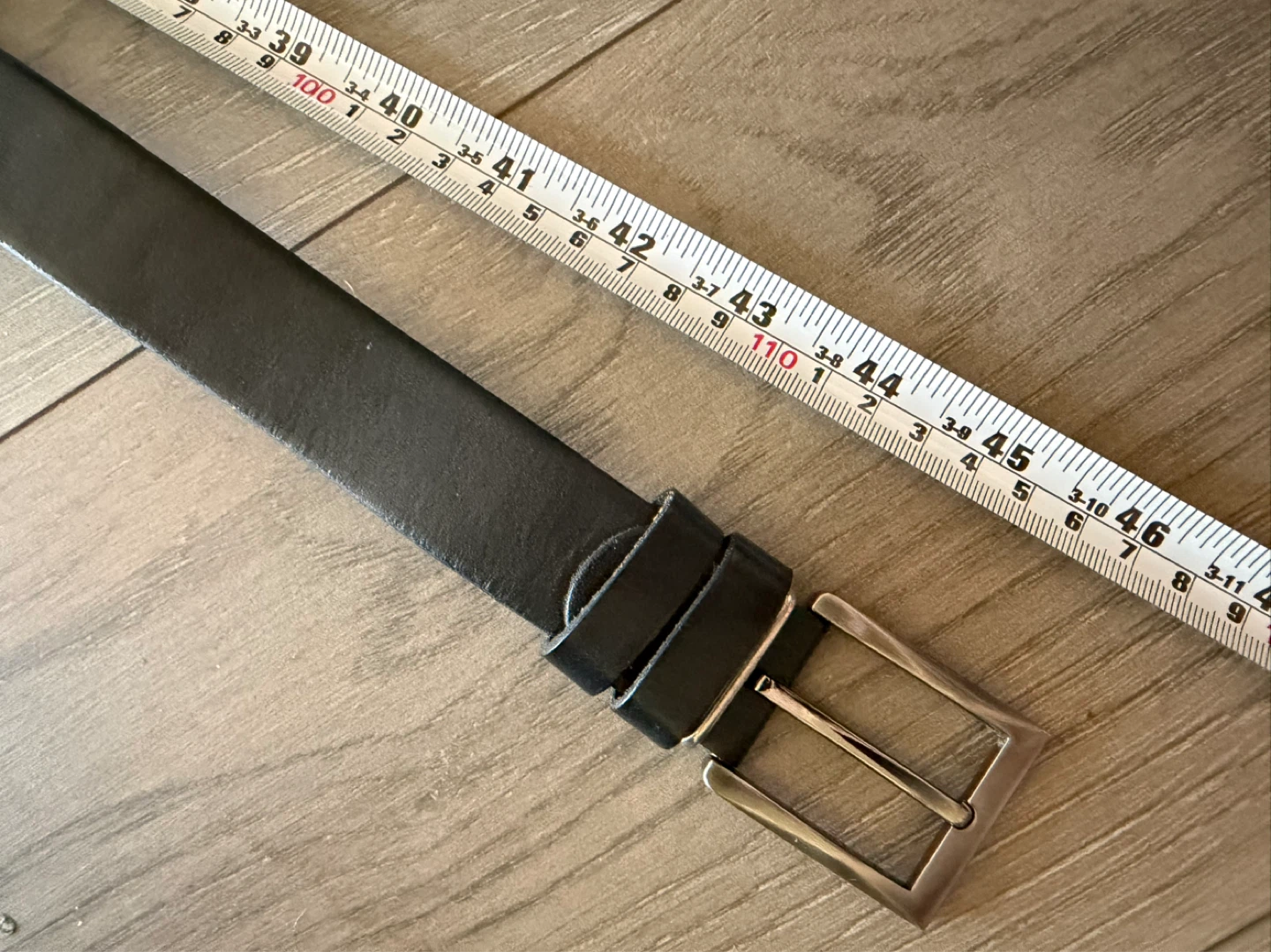 Black Leather Belt with Silver Buckle - photo 2