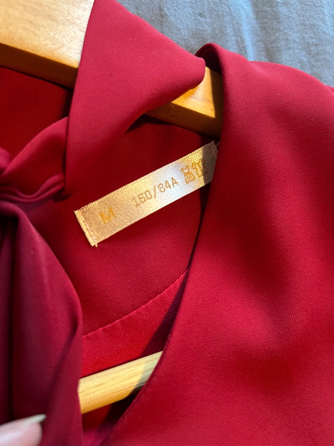 Red Midi Dress with Bow Tie Neck - photo 3