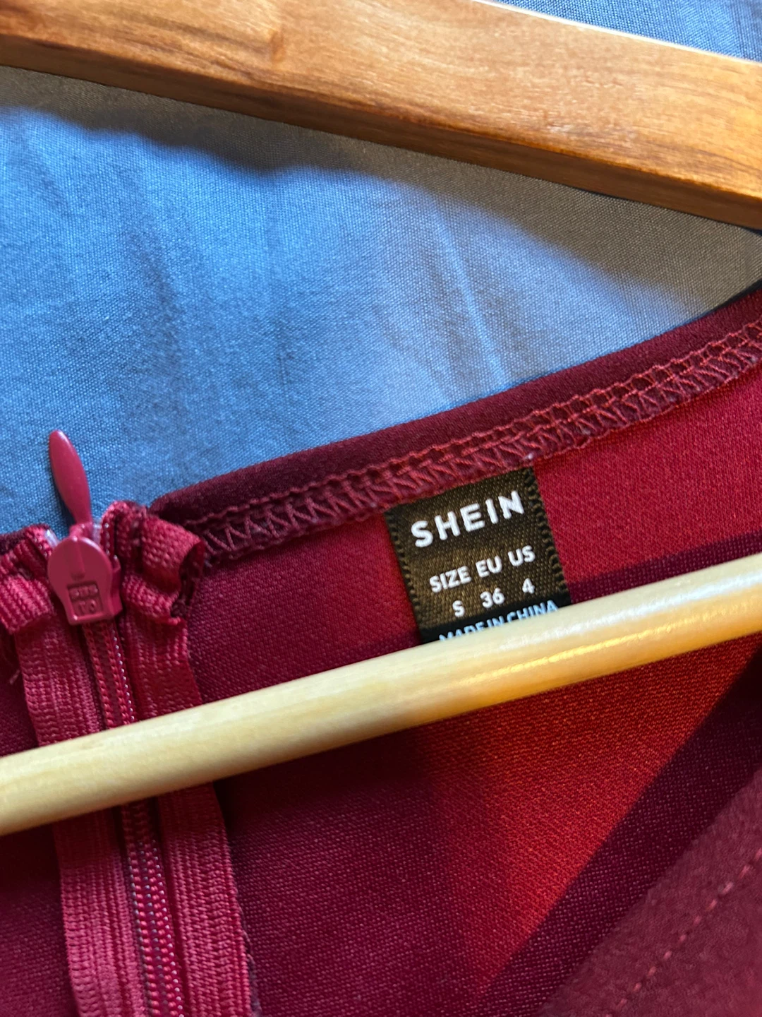 Burgundy V-Neck Fit and Flare Dress - photo 3