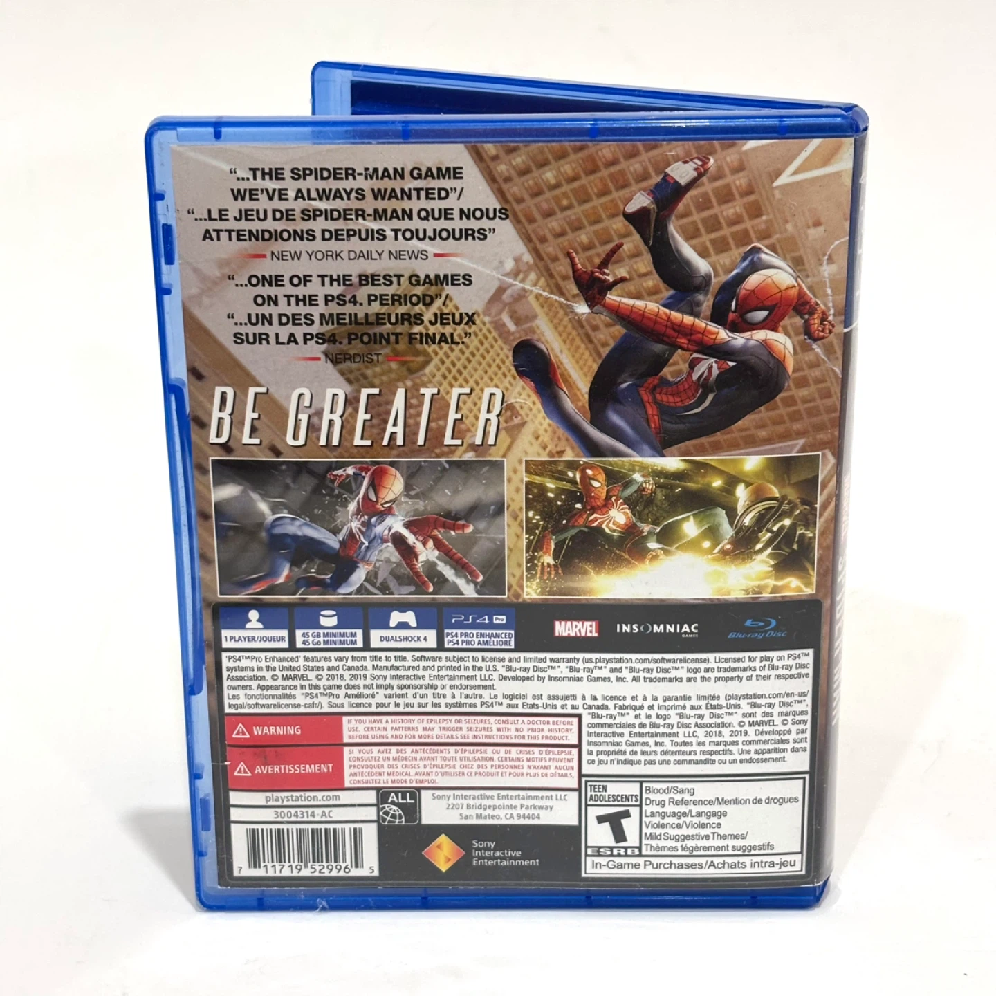 Marvel Spider-Man - PS4 - Mint Condition - photo 3
