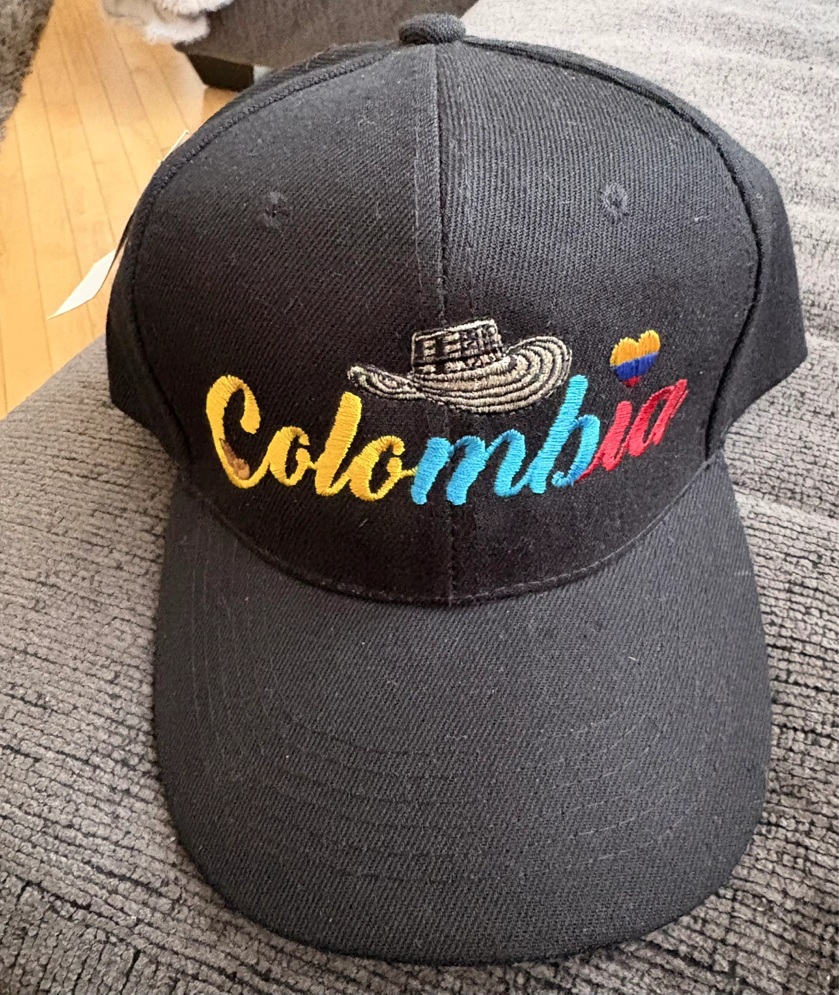 Black Colombia Embroidered Baseball Cap
