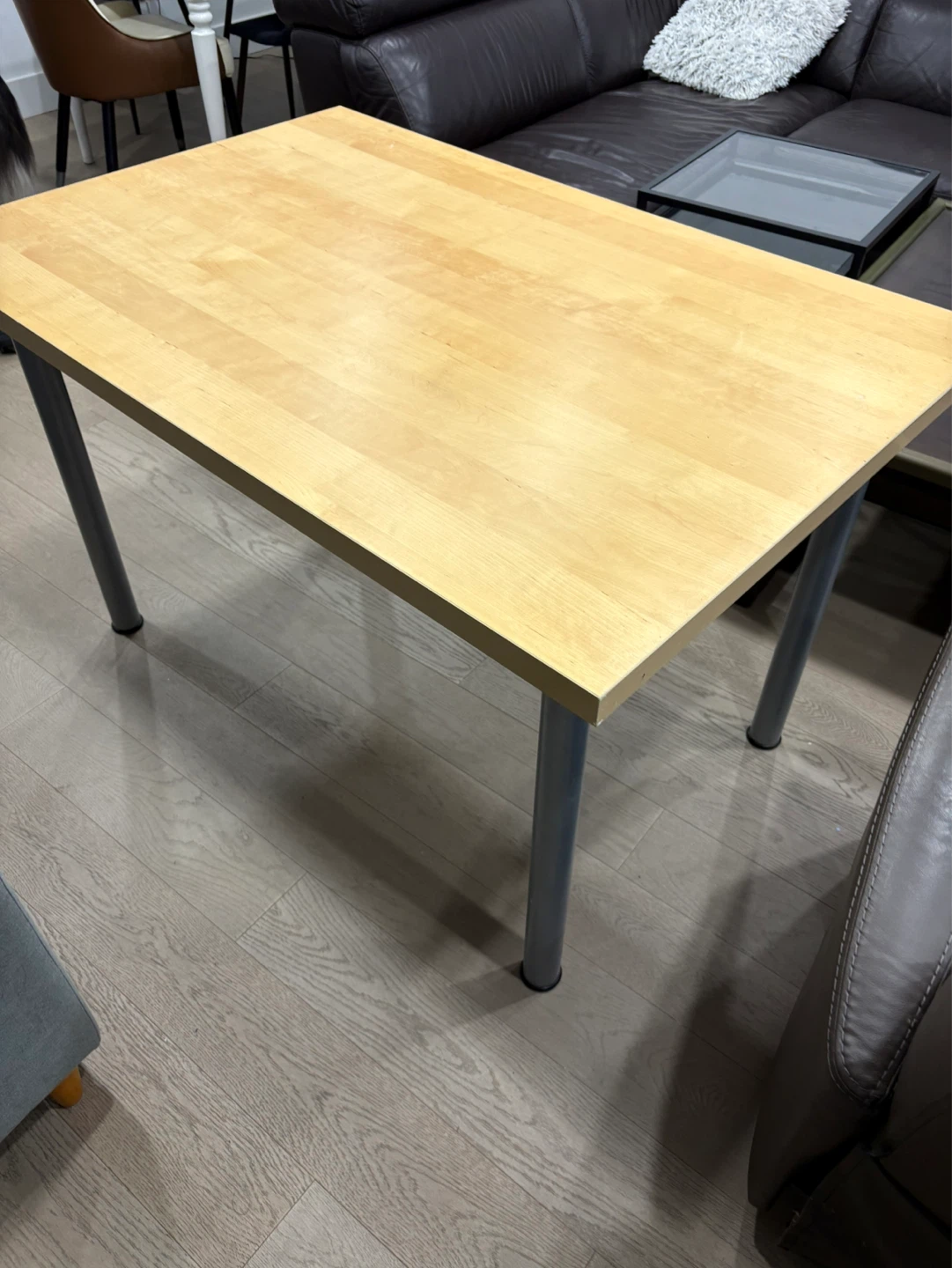Light wood dining table with metal legs - photo 3