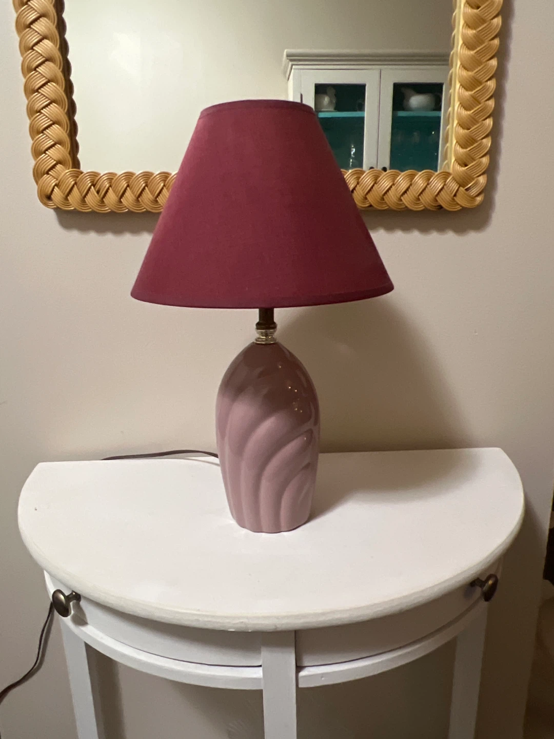 Vintage Dusty Rose Swirl Ceramic Table Lamp