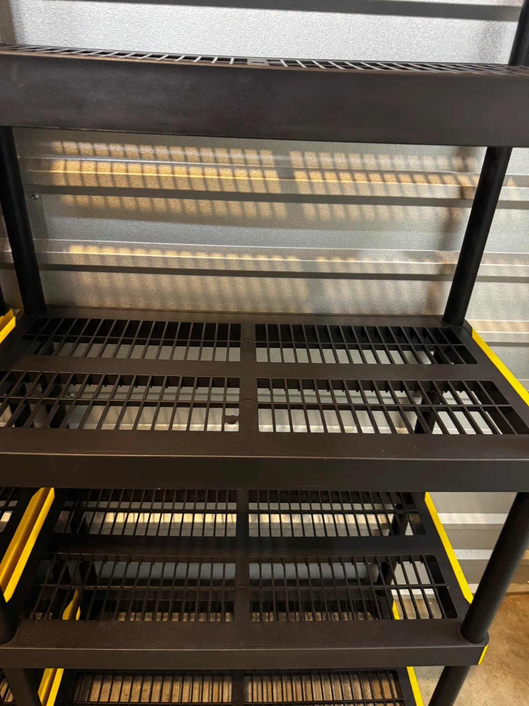 Black 5-Tier Plastic Shelving Unit with Yellow Accents - photo 4