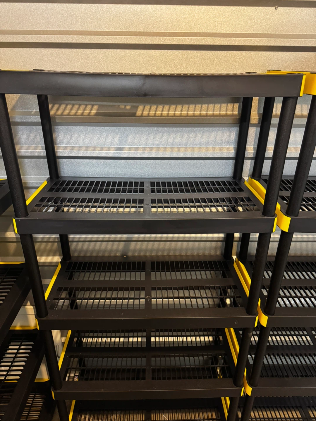 Black 5-Tier Plastic Shelving Unit with Yellow Accents - photo 2